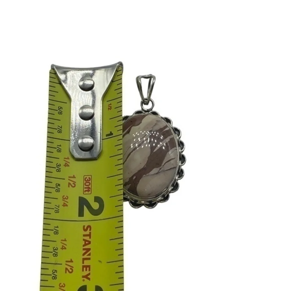 Zebra Jasper Gemstone Sterling Silver 925 Pendant 1.8in